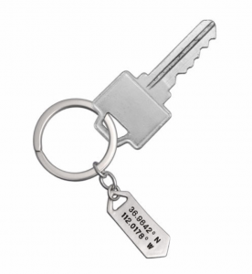 personalized silver location coordinates keychain